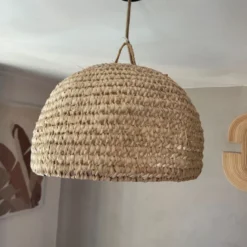 Abat jour pour lampe coupole en palmier doum du maroc tressée