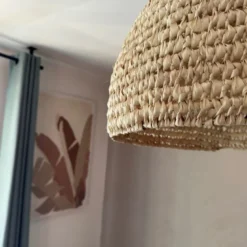 Abat jour pour lampe coupole en palmier doum du maroc tressée