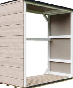 Abri à bûches extérieur 1,14 m² - 75 x 153 x h159 cm terra brown