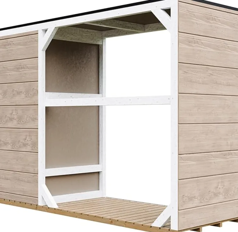 Abri à bûches extérieur 75x217xh159cm abri à outils 1,09m²+0.53m² terra brown