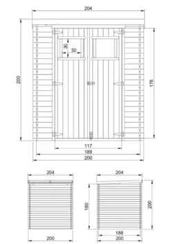 Abri de jardin en bois avec sol traité - l204xl204xh200 cm-3.53 m2