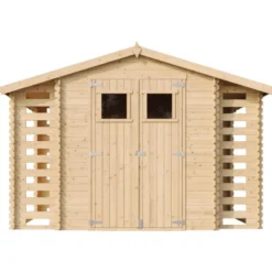 Abri de jardin en bois et range bûches extérieur - 3,53 + 0,97+0,97 m2