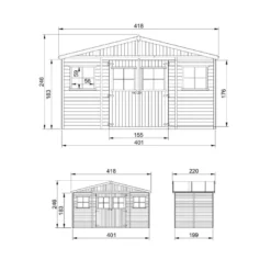 Abri de jardin en bois - h246x418x220 cm - 8 m²