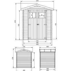 Abri de jardin en bois - l216xl206xh218 cm 3.53 m2