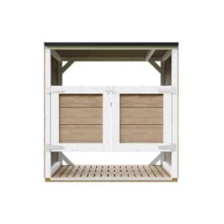 Abri de jardin pour poubelles, cache poubelle extérieur 2x240l marron
