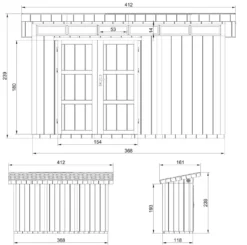 Abri de jardin qualité premium 4m² l161xl412xh239 cm - jaune