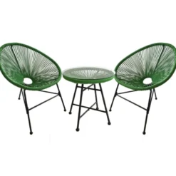 Acapulco salon de jardin 2 fauteuils ronds et table basse vert