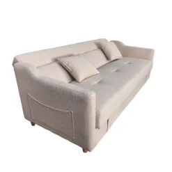 Adare canapé convertible avec coffre en velours cotelé beige 3 places