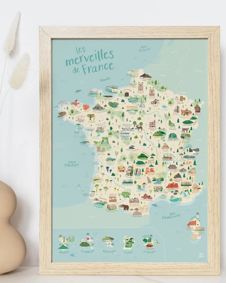 Affiche carte de france a3