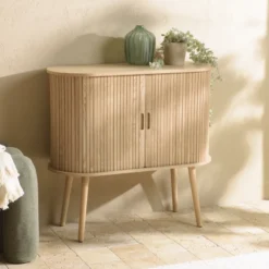 Agathe - buffet ovale 80x33cm en bois couleur naturelle