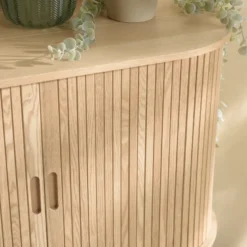 Agathe - buffet ovale 80x33cm en bois couleur naturelle