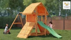 Aire de jeux en bois buffalo avec 2 bal