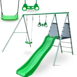 Aire de jeux xxl avec balançoire, trapèze et toboggan pour enfants