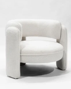 Aéla - fauteuil cocooning en tissu bouclettes beige