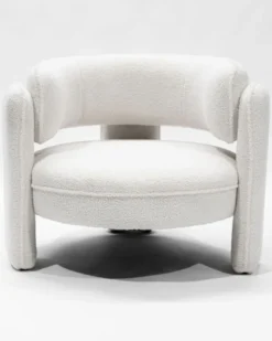 Aéla - fauteuil cocooning en tissu bouclettes beige