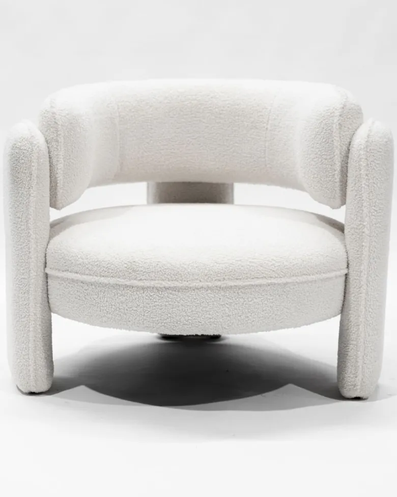Aéla - fauteuil cocooning en tissu bouclettes beige