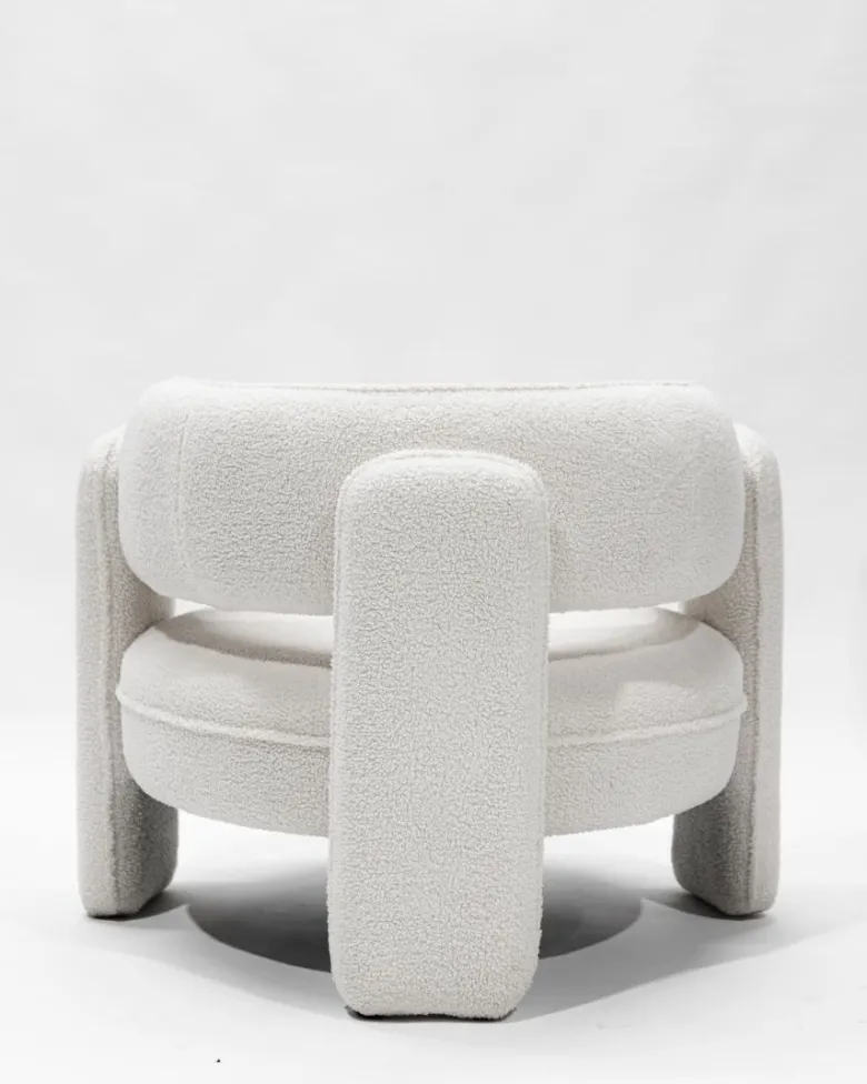 Aéla - fauteuil cocooning en tissu bouclettes beige