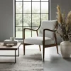 Ambre - fauteuil scandinave en bois massif chêne et en lin