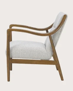 Ambre - fauteuil scandinave en bois massif chêne et en lin