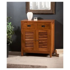 Api - meuble de rangement en bois teck 2 portes 2 tiroirs marron