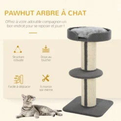 Arbre à chat avec griffoir centre d'activités 2 plateformes coussin