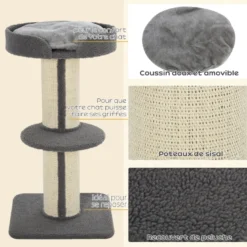 Arbre à chat avec griffoir centre d'activités 2 plateformes coussin