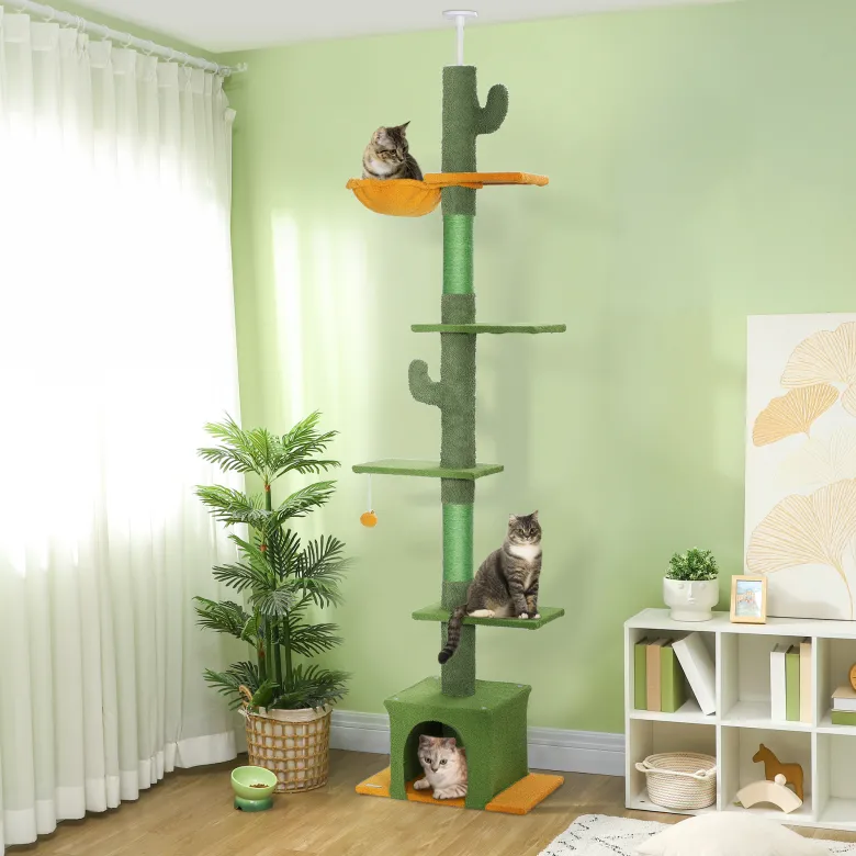 Arbre à chat cactus du sol au plafond - h.230-275 cm - équipement multiple