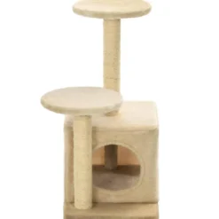 Arbre à chat griffoir grattoir niche jouet 50 x 39 x 60 cm beige