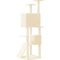 Arbre à chat meuble tour grimper jouet 67 x 60 x 153 cm crème