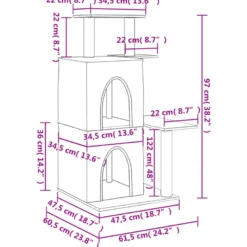 Arbre à chat meuble tour grimper jouet 61.5 x 60.5 x 97 cm gris