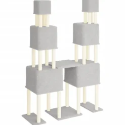 Arbre à chat meuble tour grimper jouet 136 x 47.5 x 199 cm gris