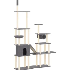 Arbre à chat meuble tour grimper jouet 166 x 35 x 279 cm gris