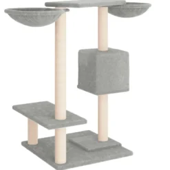 Arbre à chat meuble tour grimper jouet 97 x 67.5 x 82 cm gris