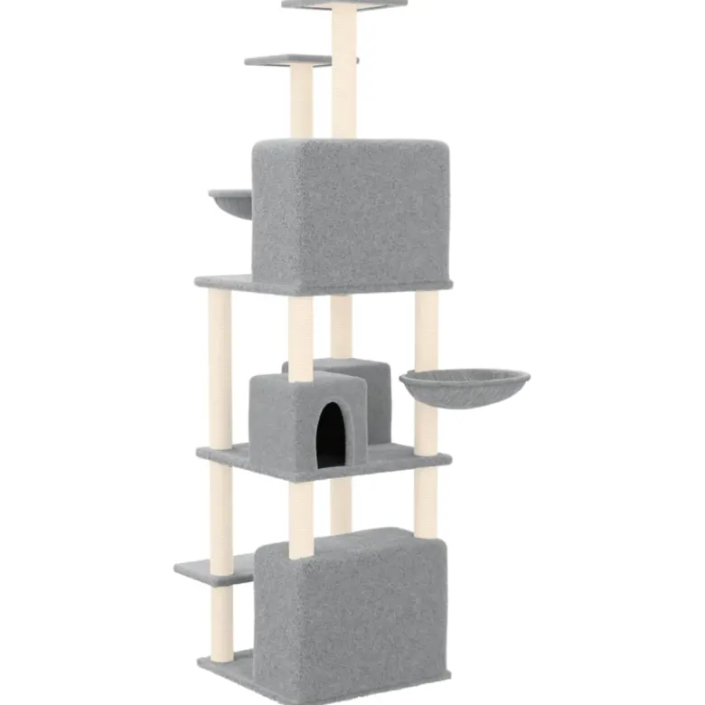 Arbre à chat meuble tour grimper jouet 64 x 97 x 180 cm gris