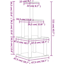 Arbre à chat meuble tour grimper jouet 47.5 x 47.5 x 111 cm gris
