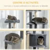 Arbre à chat multi-équipement peluche haute densité gris