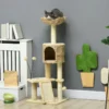 Arbre à chat style cosy chic jacinthe d'eau peluche beige