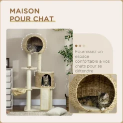 Arbre à chat style cosy chic peluche beige jacinthe d'eau