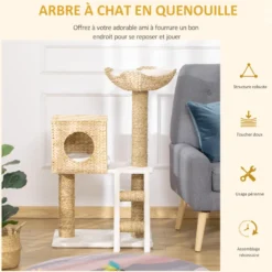 Arbre à chat style cosy chic quenouille peluche polyester