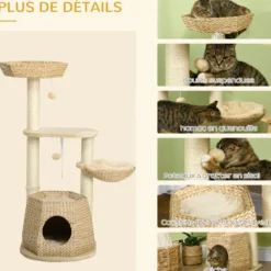Arbre à chat style cosy chic quenouille sisal naturel