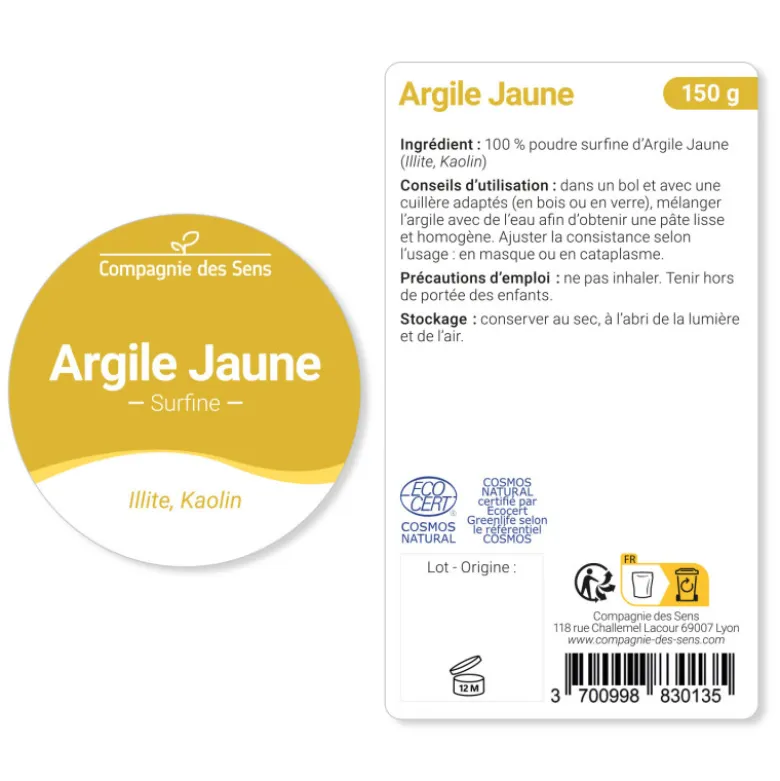 Argile jaune illite - poudre surfine - 400g