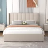 Arlington lit coffre design 140x190cm en velours beige