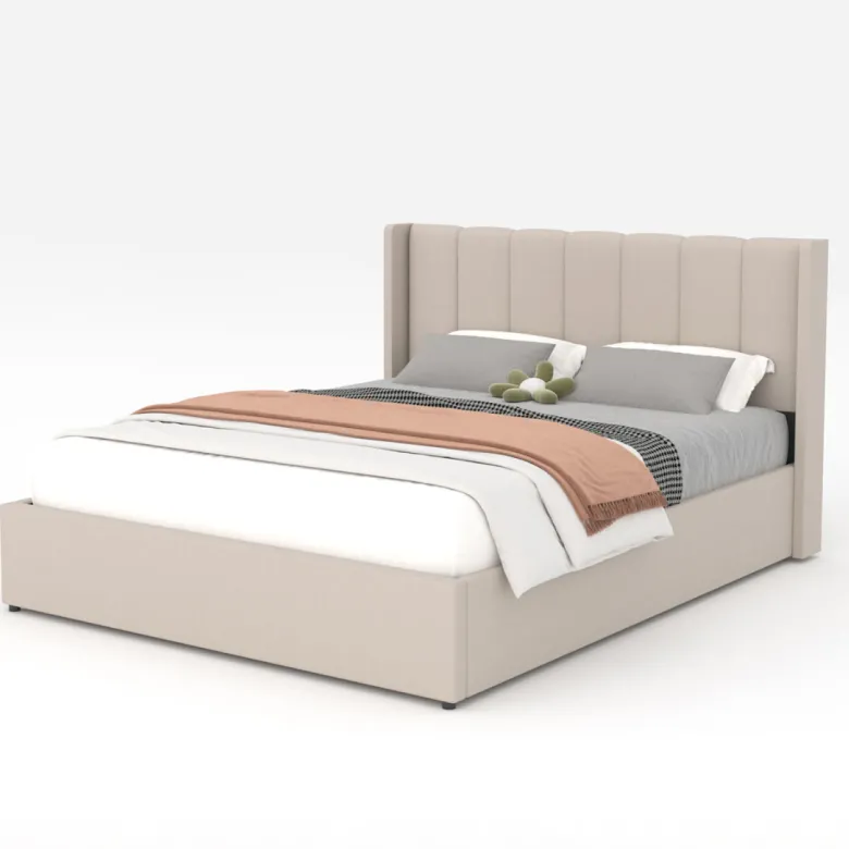 Arlington lit coffre design 140x190cm en velours beige