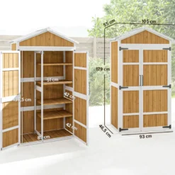 Armoire de jardin bois 4 étagères toit métal