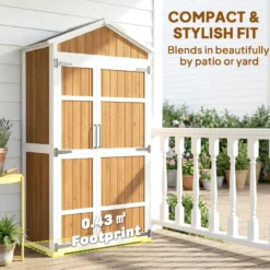 Armoire de jardin bois 4 étagères toit métal