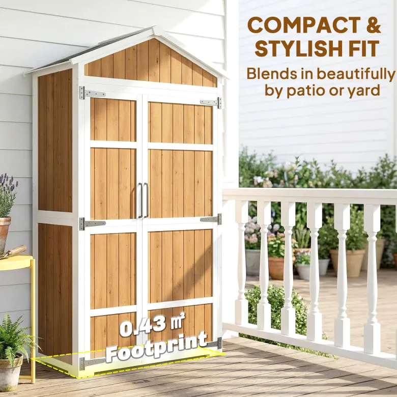 Armoire de jardin bois 4 étagères toit métal