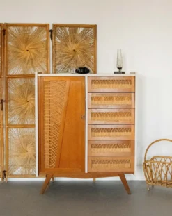 Armoire en bois et osier n°392