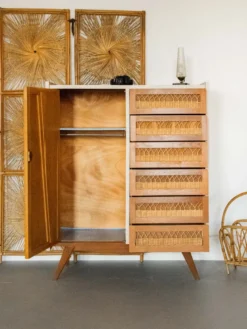 Armoire en bois et osier n°392