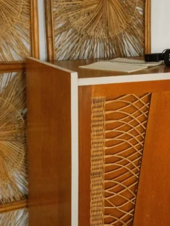 Armoire en bois et osier n°392