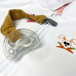 Attache tétine en coton bio teddy honey